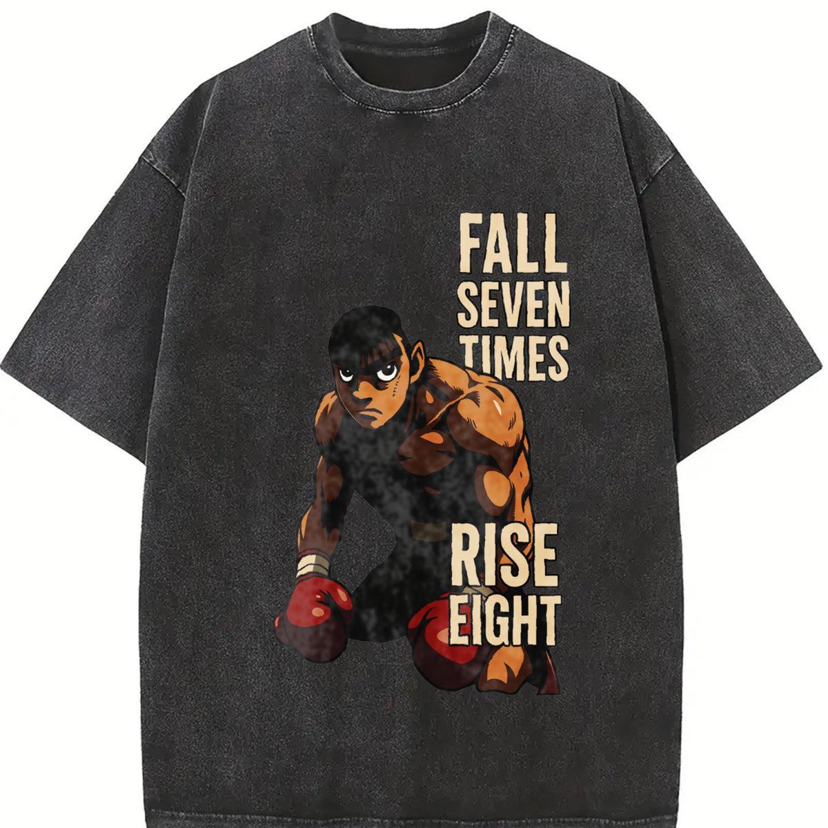 valentine shirts Makunouchi Hajime No Ippo Washed T-Shirt Double Printed Unisex Lightweight Cotton T-Shirt Black Crewneck Short Sleeve Oversized Streetwear Fabric Top for Game Fans Menswear Classic Seamless Smooth