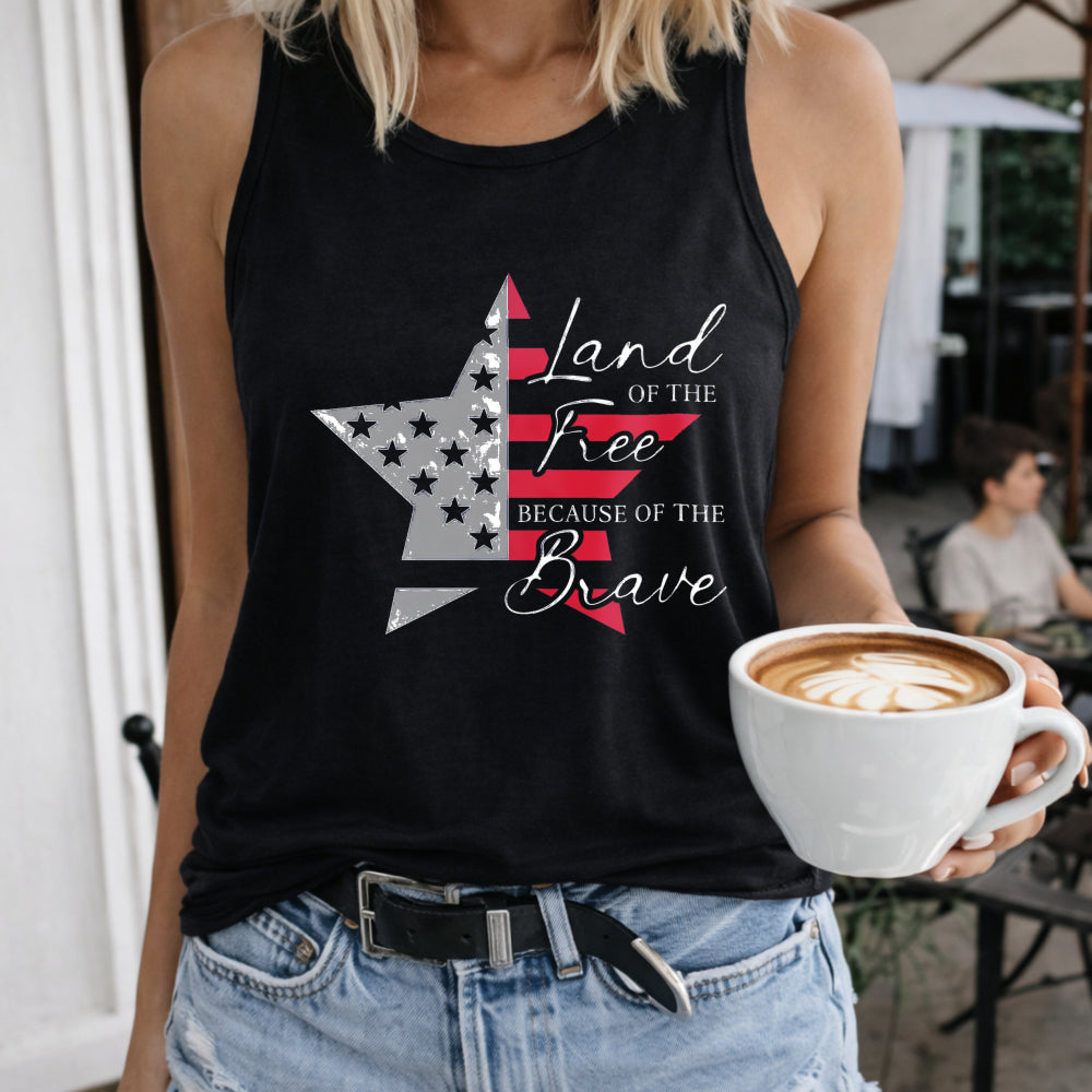 Patriotic Star Flag Land Of The Free Because Of The Brave Women's Tank Top - Black