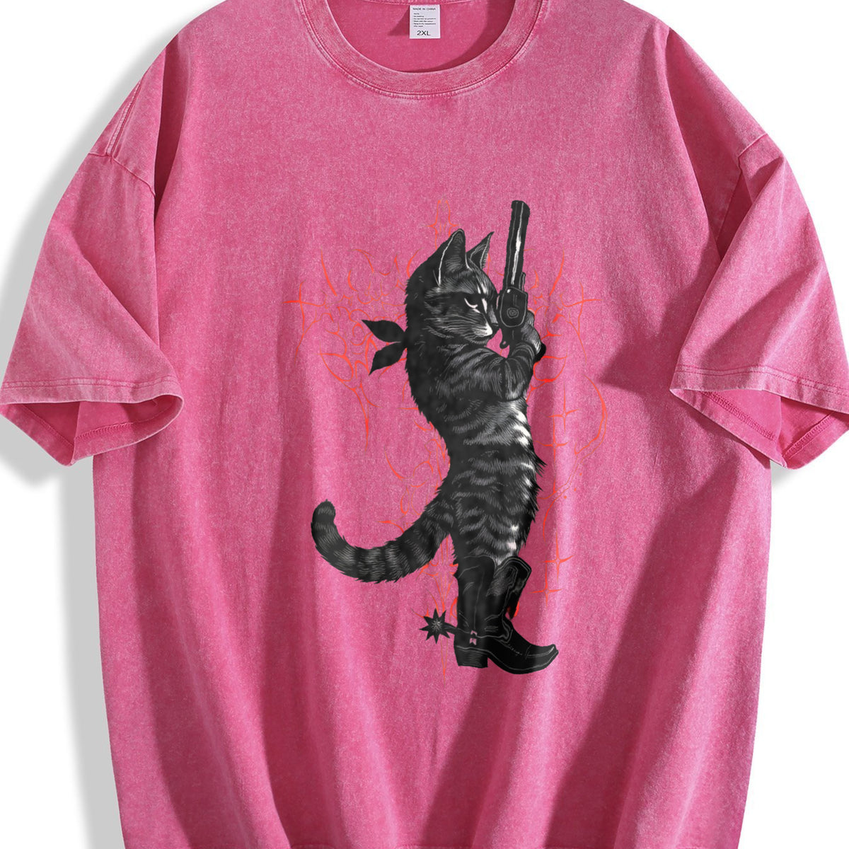 Cowboy Cat Neo-tribal Vintage Washed T-Shirt - product view