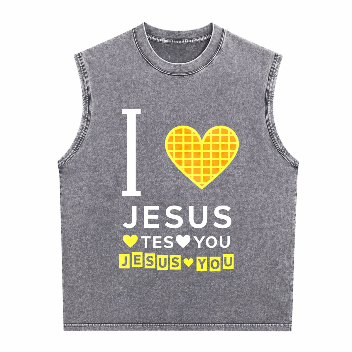 I Love Jesus Jesus Love You Men's Washed Tank Top - product view