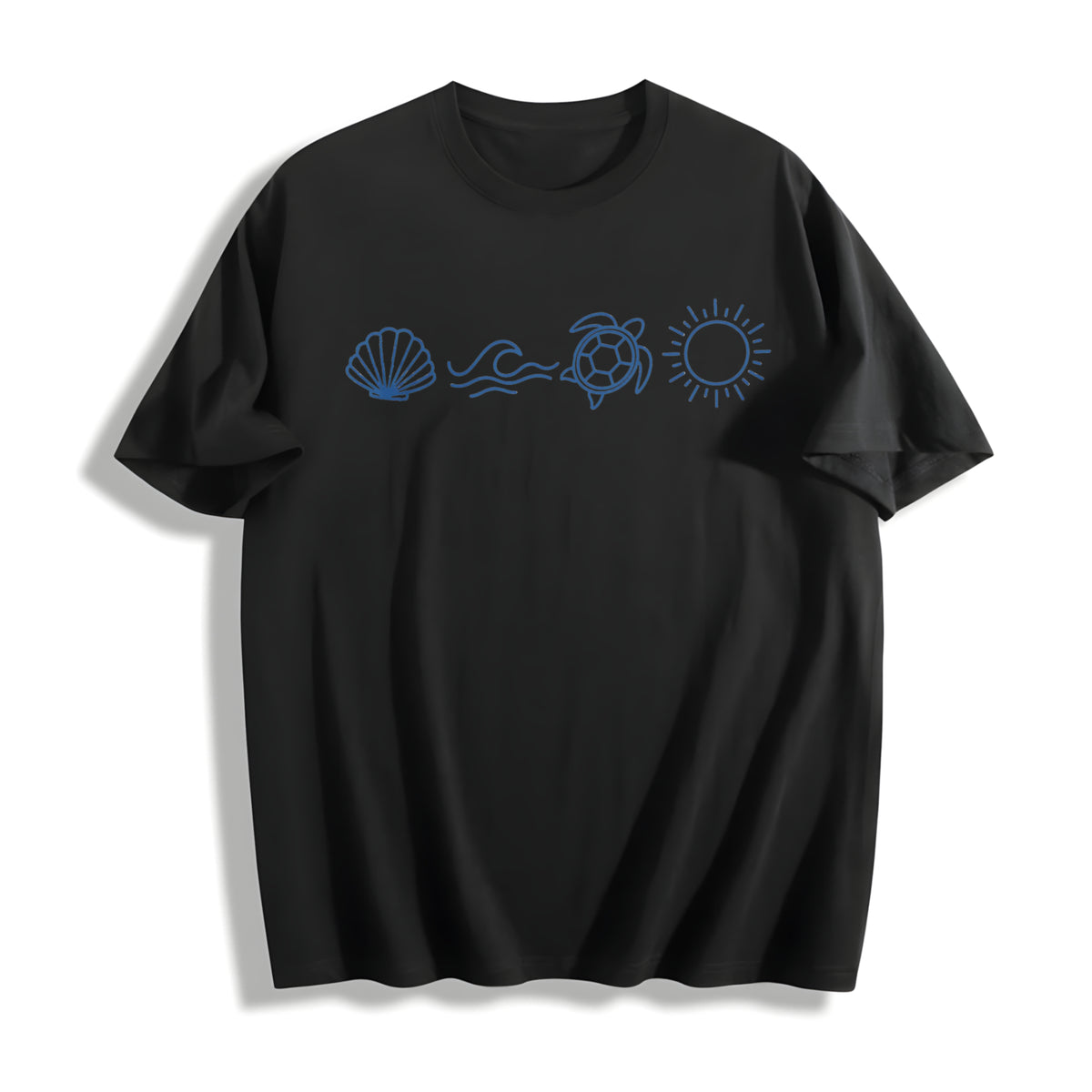 Ocean Icons Cotton T-Shirt - Black