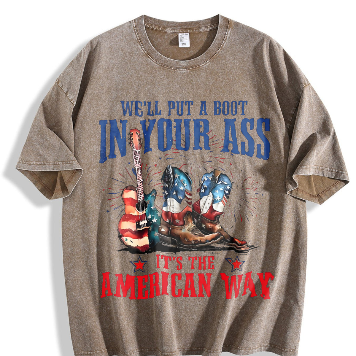 It's The American Way Cowboy Boot Guitar Vintage Washed T-Shirt - product view