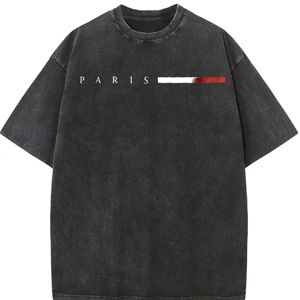Women's Paris Flag TShirt Comfortable Crew Neck Casual Cotton Blend Short Sleeves Soft Breathable Top Trendy Letter Print for Summer and Spring Streetwear