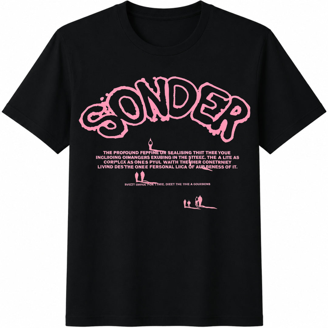 Sonder Thinking Figure Cotton T-Shirt - Black