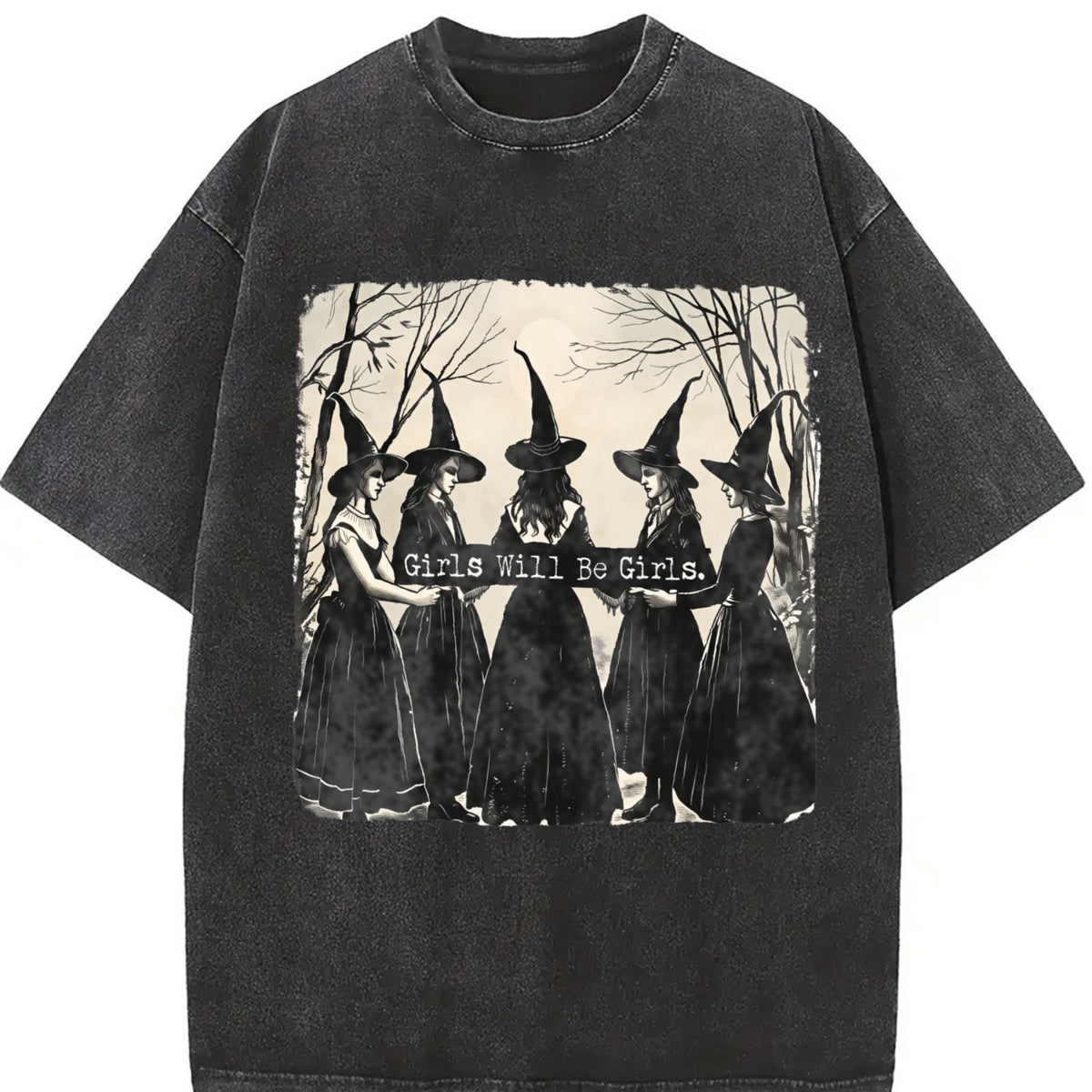 Girls Will Be Girls Halloween Witches Tshirt, Witchy Vibes Tees, Halloween Gift for Women , Oversized Tee Top Womenswear