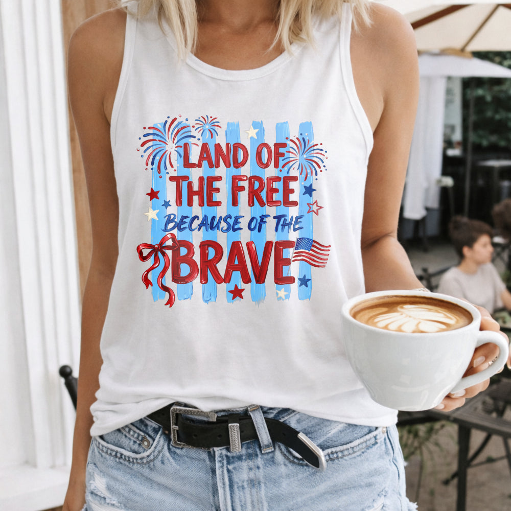 Land Of The Free Because Of The Brave - Patriotic USA Women's Tank Top - product view
