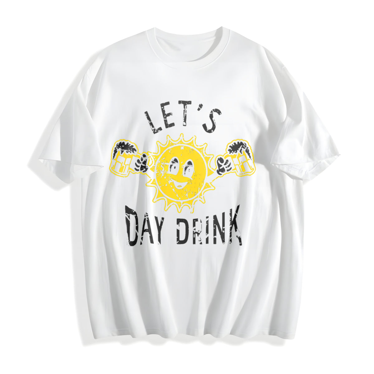 Lets Day Drink Funny Drunken Sunny Booze Drinking For Guys Cotton T-Shirt - product view
