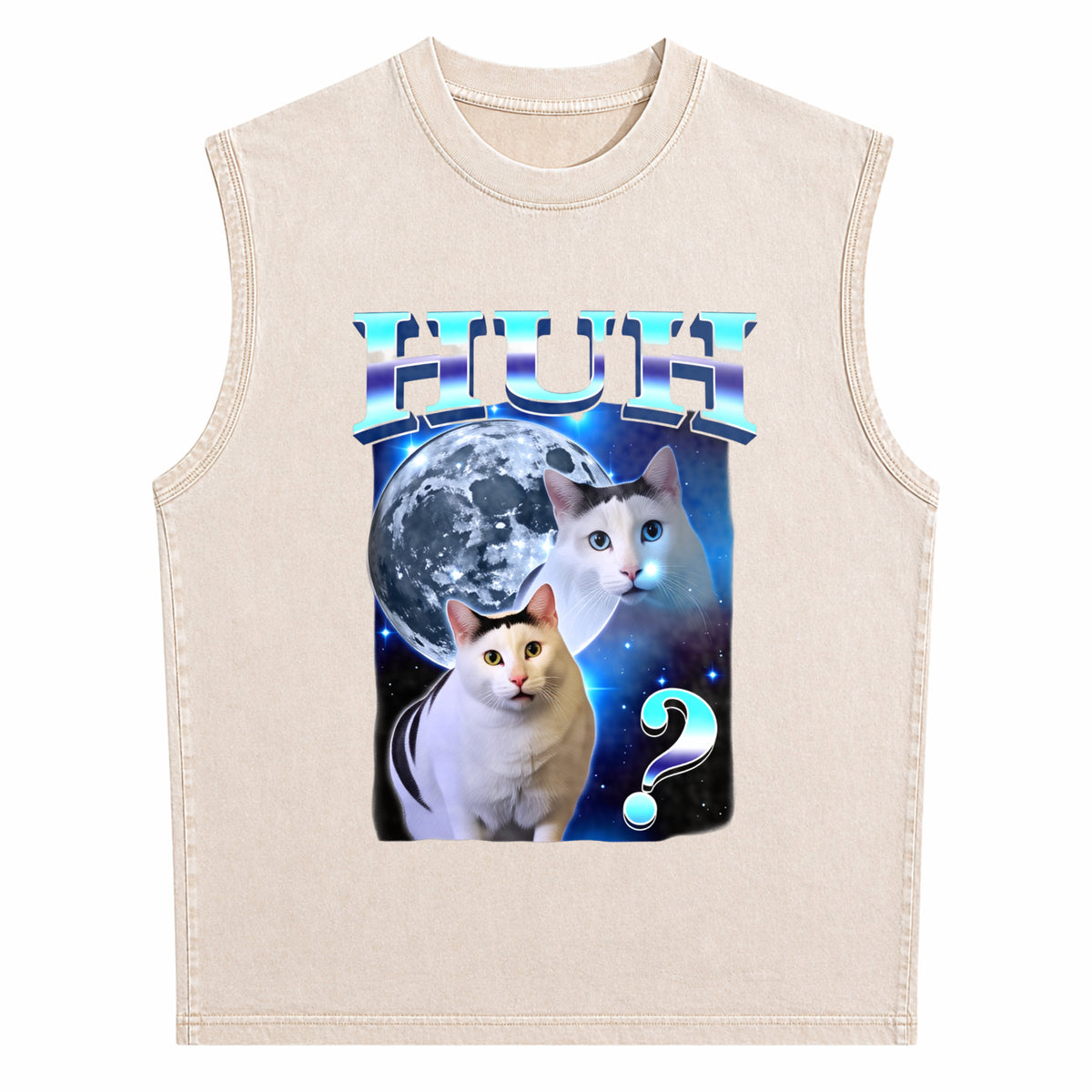 Funny Cat Meme Men's Washed Tank Top - product view