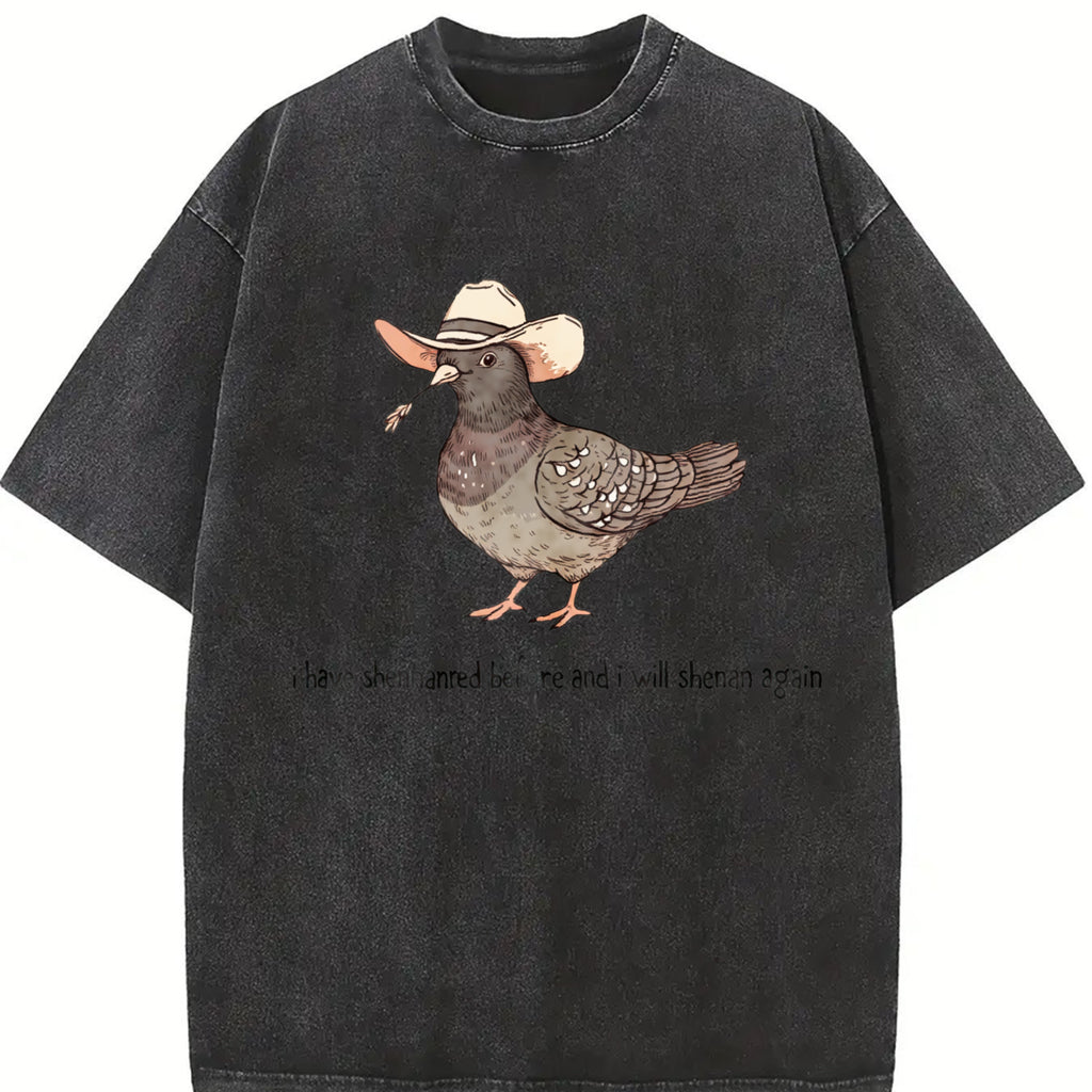Comfort Colors Shenanigans Pigeon T-Shirt, Cowboy Pigeon Shirt: Funny Western Bird Lover Graphic Tee, Funny Animals Tee