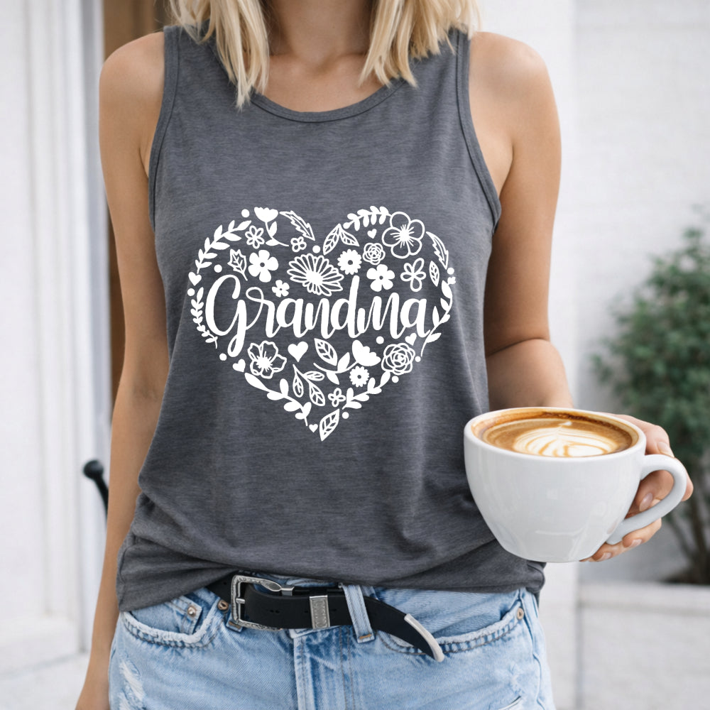 Mother's Day Grandma Floral Heart - Vibrant Red Women's Tank Top - product view