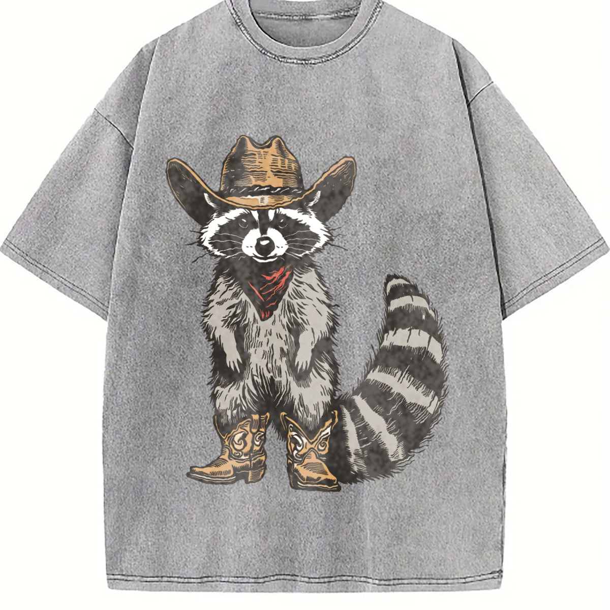 Raccoon Cowboy Vintage Washed T-Shirt - product view