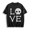 Love Skull Funny Skeleton Bones Halloween Party Funny Cute Cotton T-Shirt - Black