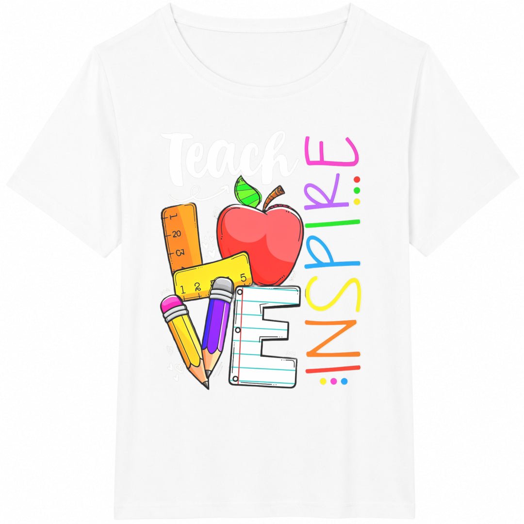 Cute Teach Love And Inspire Teacher Cotton T-Shirt - product view