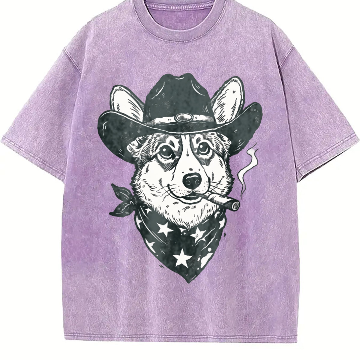 Smoking Cowboy Corgi Vintage Washed T-Shirt - product view