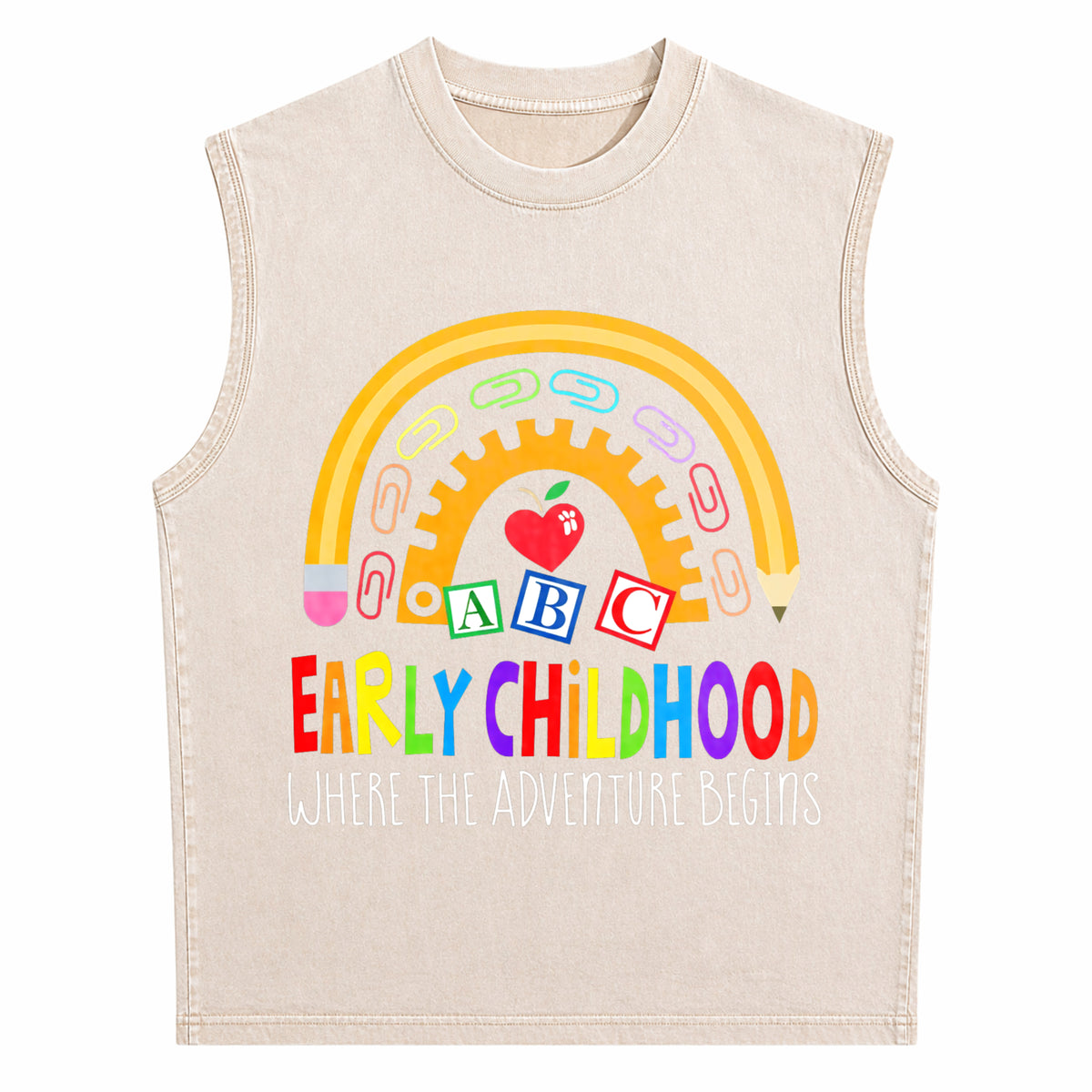 Early Childhood Teachers Men's Washed Tank Top - product view