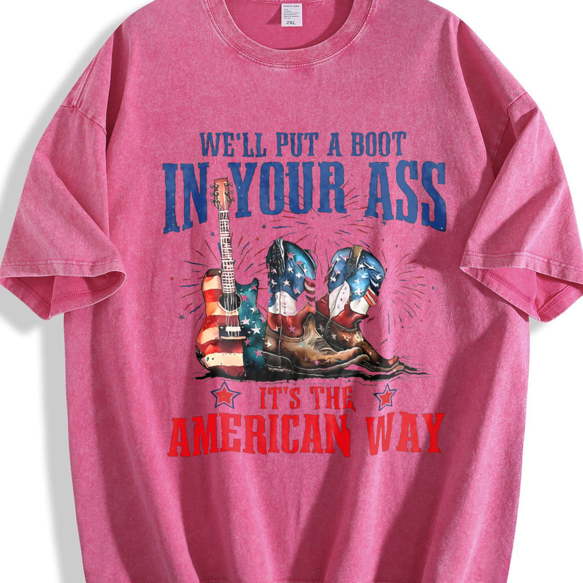 It's The American Way Cowboy Boot Guitar Vintage Washed T-Shirt - product view