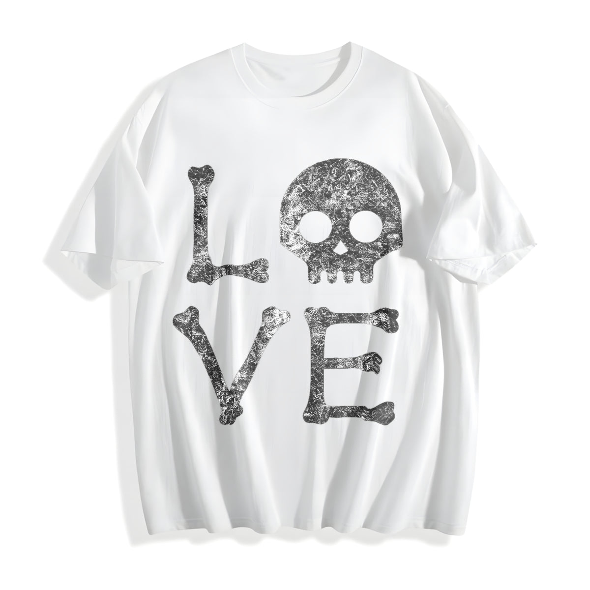 Love Skull Funny Skeleton Bones Halloween Party Funny Cute Cotton T-Shirt - product view