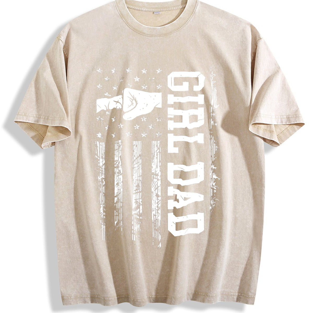 Girl Dad Vintage Washed T-Shirt - Beige