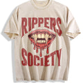 Horror Rippers Society 90s Halloween Vintage Washed T-Shirt - Beige