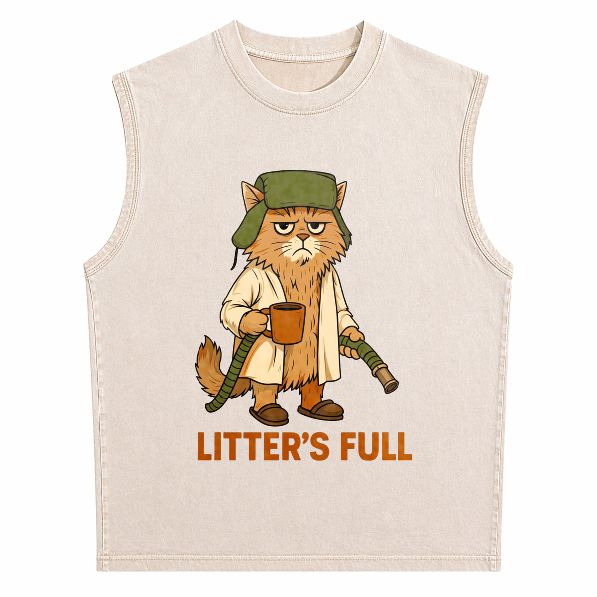 Full Funny Cat Lovers Christmas Xmas Men's Washed Tank Top - product view