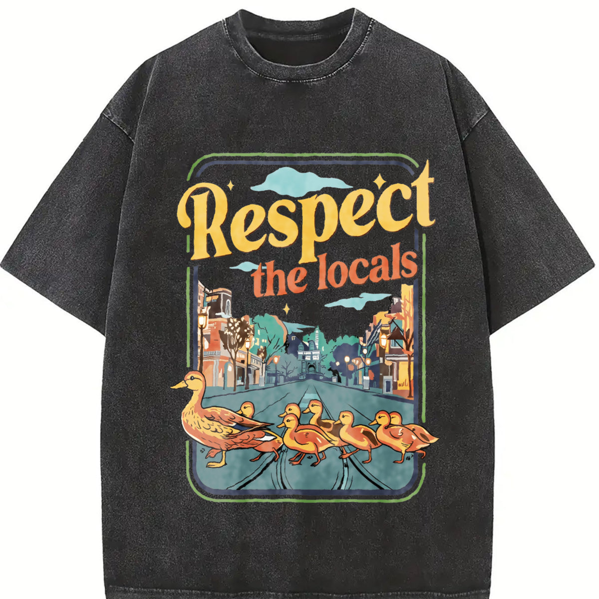 Comfort Colors Funny Momma Ducks and Babies Respect The Locals Shirt, Magic Kingdom Tee, Cute Animal Lovers Gift, World Family Trip Outfit