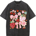 Boho Strawberry Coquette Tshirt, Preppy Strawberries Shirt, Strawberry Festival Tee, Summer T-Shirt, Floral Stawberry, Boho Top Womenswear