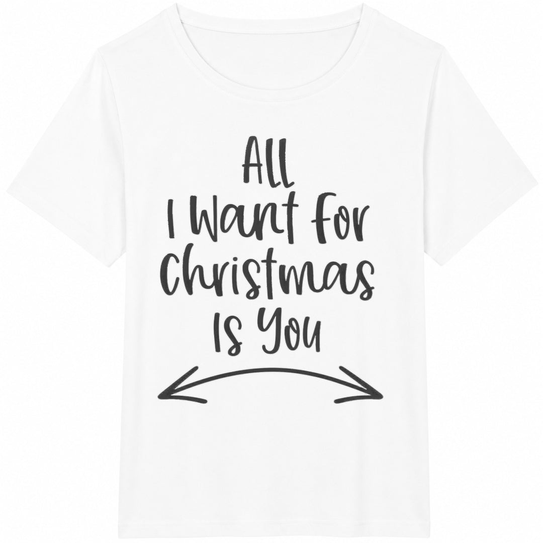 All I Want For Christmas Is You Matching Christmas Couple Cotton T-Shirt - product view
