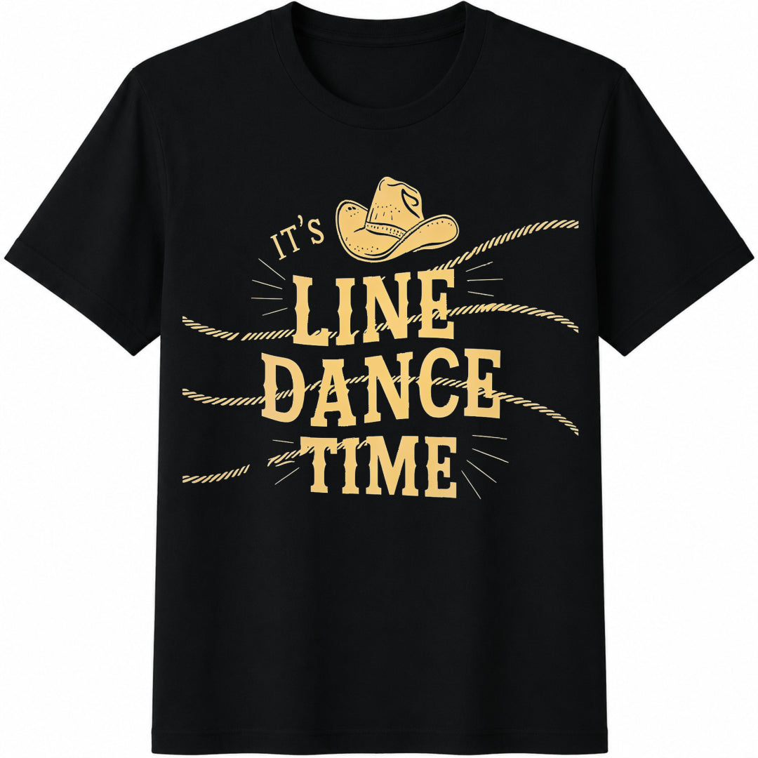Short-sleeved Designed For Line Dancing At Restaurants Cotton T-Shirt - Black