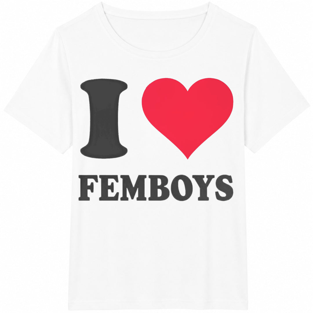 Red Heart I Love Femboys Cotton T-Shirt - product view