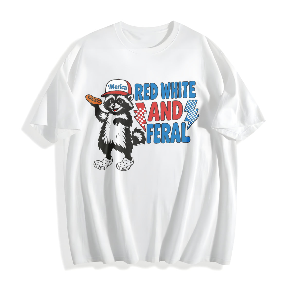 Funny Raccoon 4th Of July Cotton T-Shirt - product view