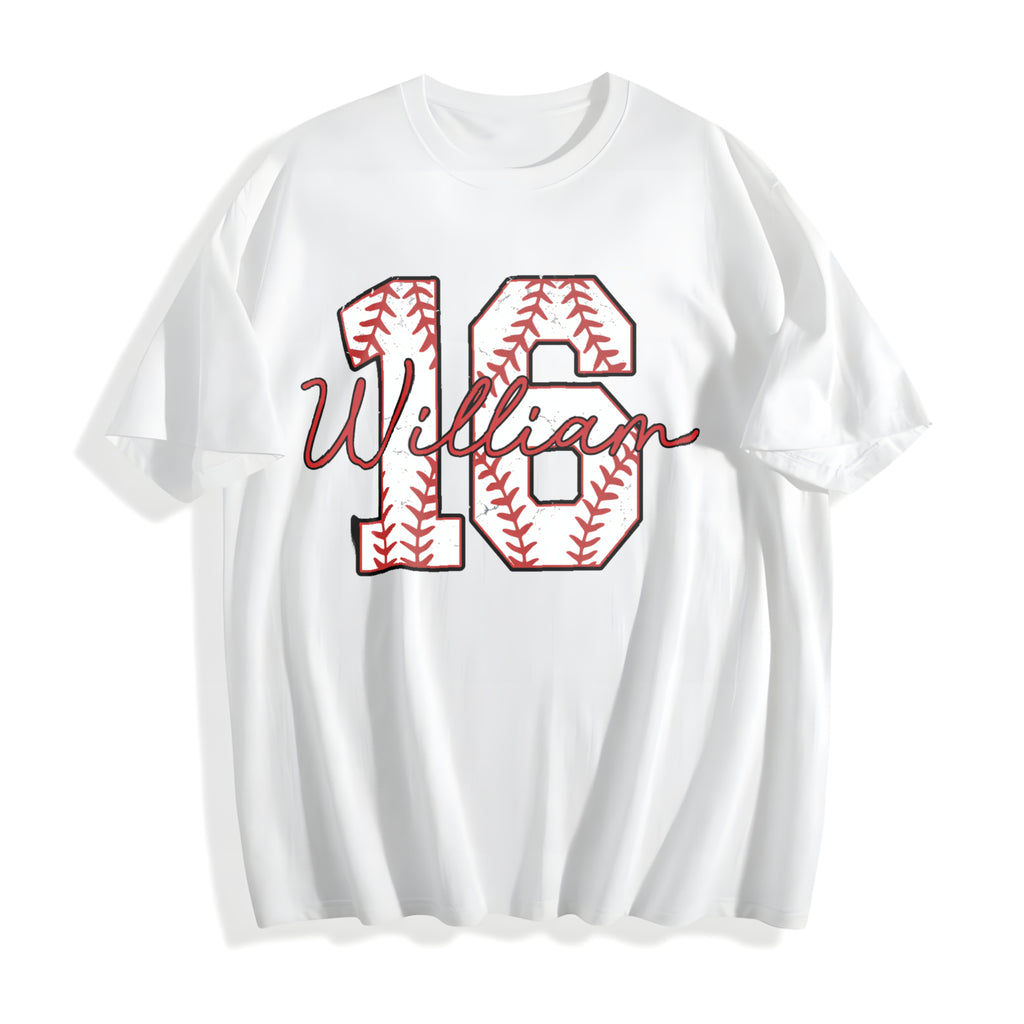 Baseball Number Cotton T-Shirt - product view