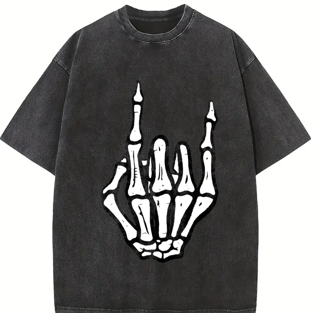 100% Cotton Unisex Punk Rock Skeleton Cool Rocker Halloween Men Women Boys T-Shirt Casual Top