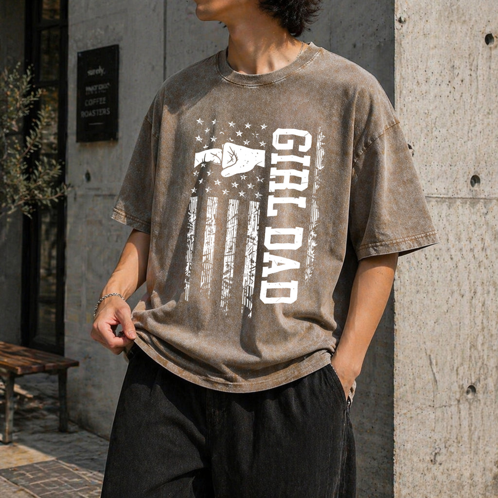 Girl Dad Vintage Washed T-Shirt - product view
