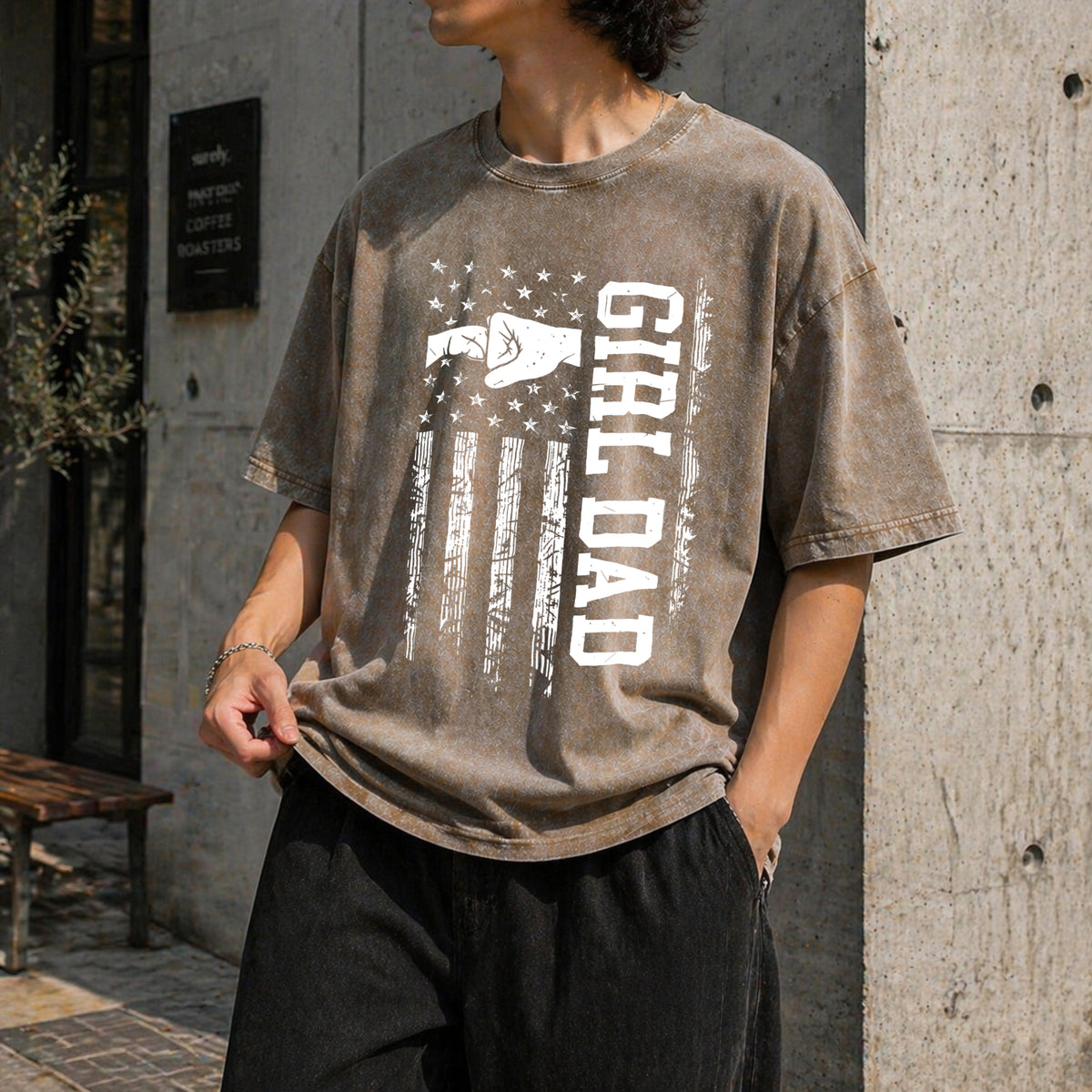 Girl Dad Vintage Washed T-Shirt - product view