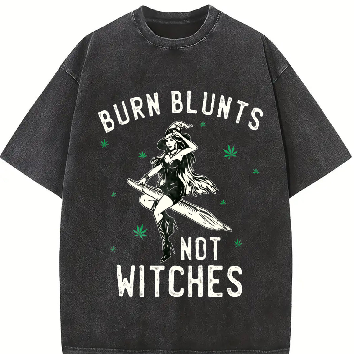 100% Cotton Unisex Burn Blunts Not Witches Funny Marijuana Weed Smoker Stoner T-Shirt Casual Top