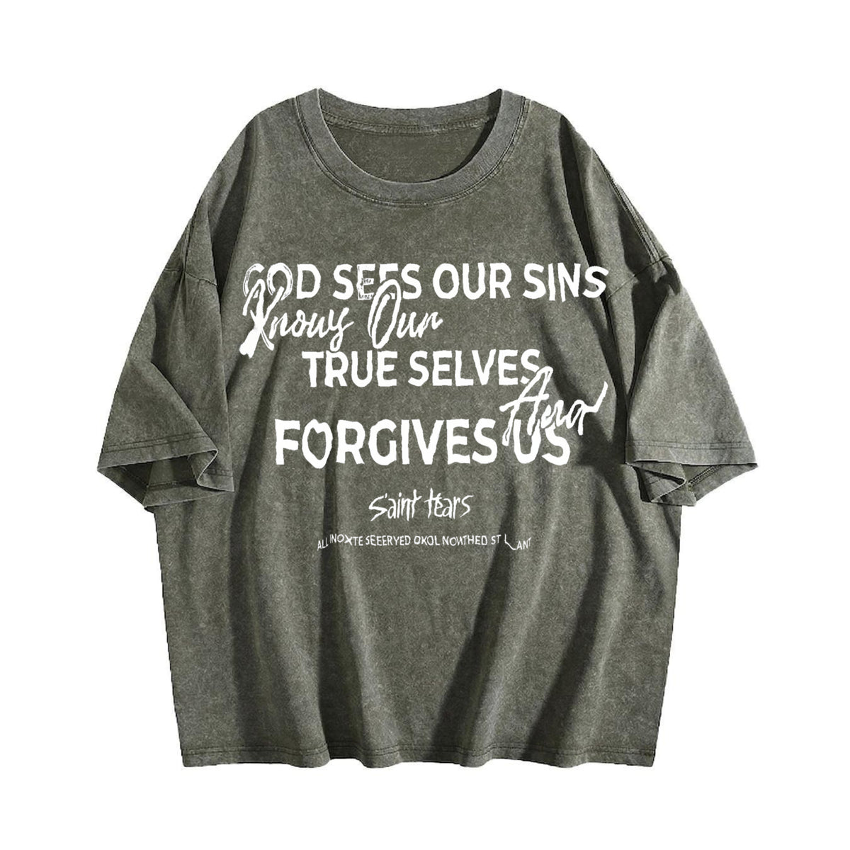 Saint Tears Faith Over Fear Vintage Washed T-Shirt - product view