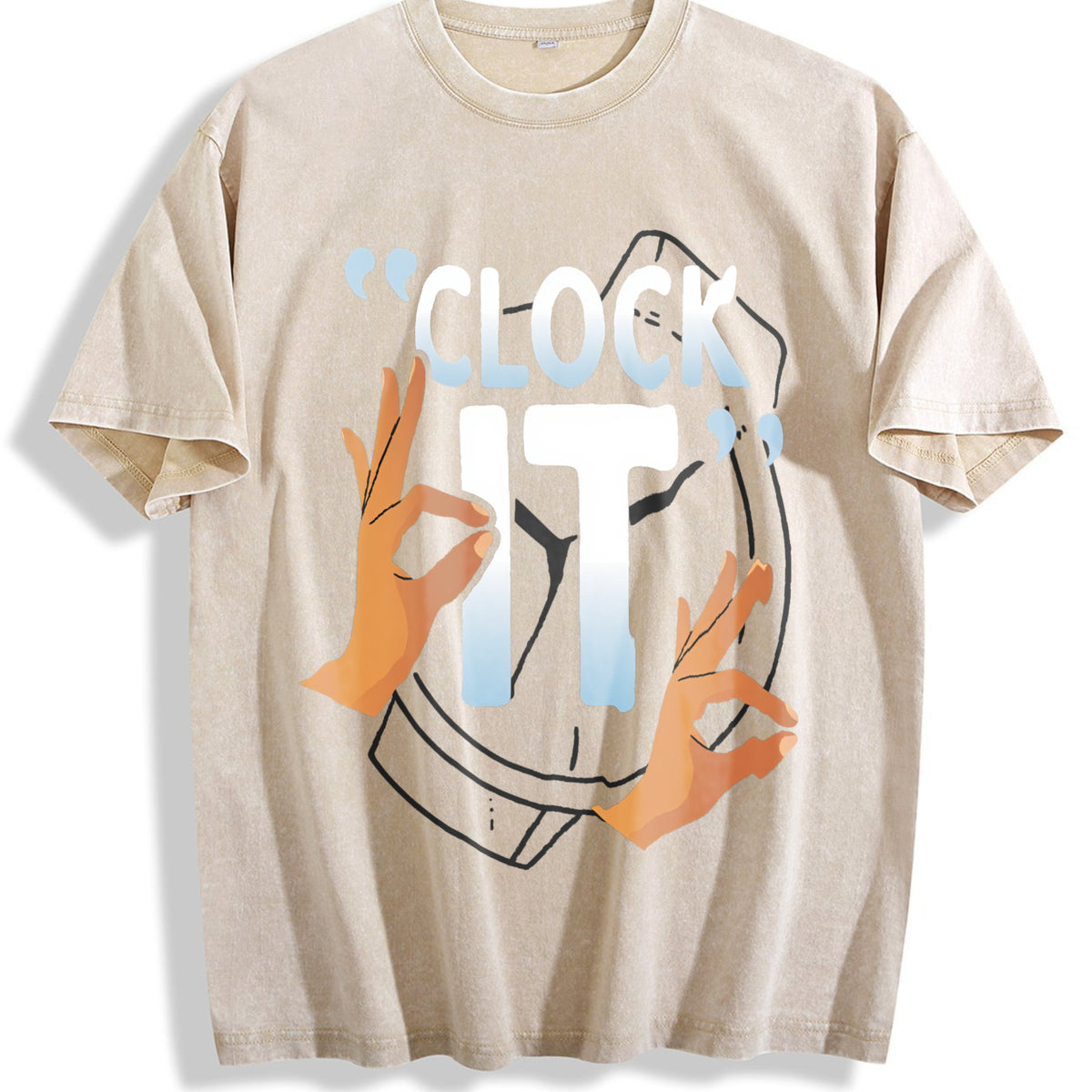 Clock It Vintage Washed T-Shirt - Beige
