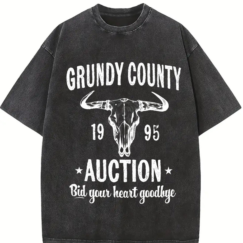 Grundy County Auction Vintage Inspired Concert Tshirt, 90s Country Music Tee, Western Boho Retro Music Band T-Shirt Top Womenswear Streetwear Casual