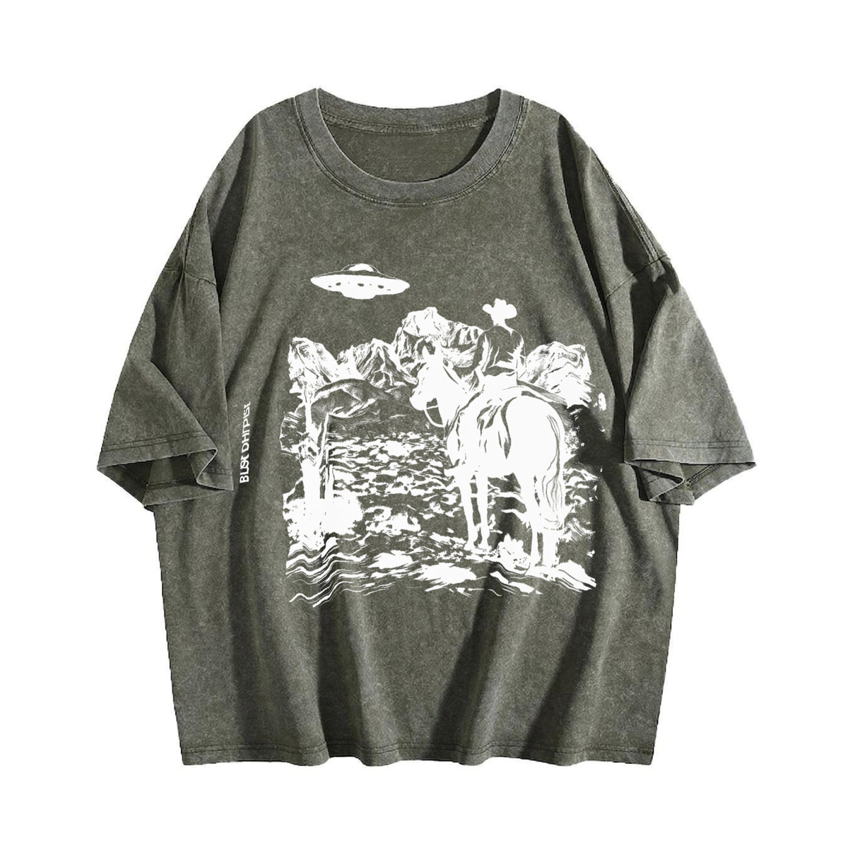 Western Cowboy UFO Vintage Washed T-Shirt - product view