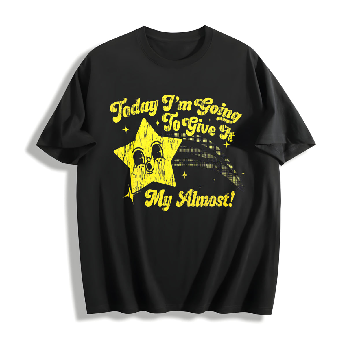 Funny Today Im Going To Give It My Almost Sarcastic Novelty Cotton T-Shirt - Black