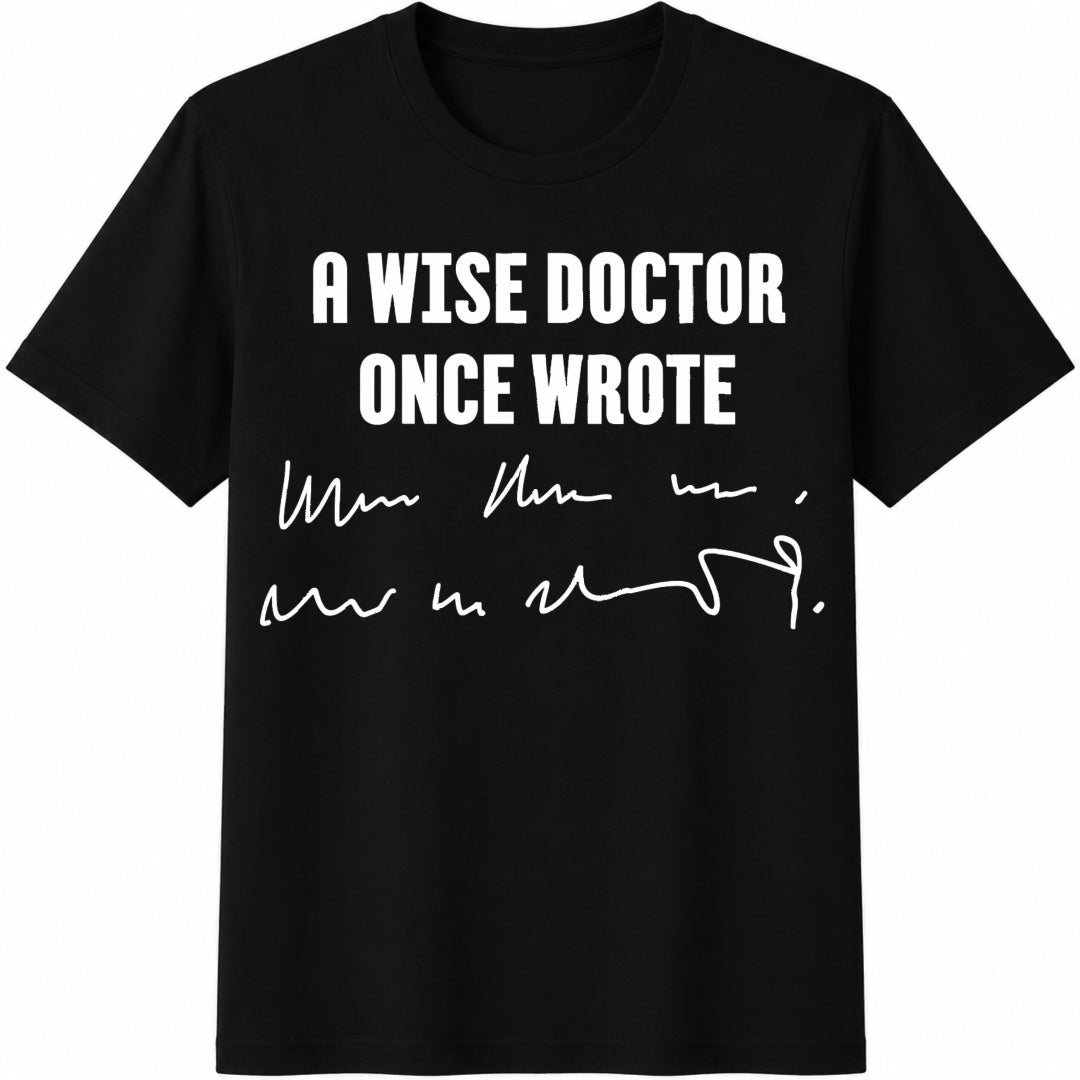 A-wise-doctor-once-wrote-medical-doctor-handwriting Cotton T-Shirt - Black