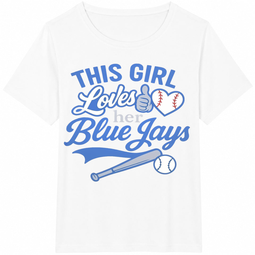 Classic This Girl Loves Blue Patterned Stretch Simple Cotton T-Shirt - product view