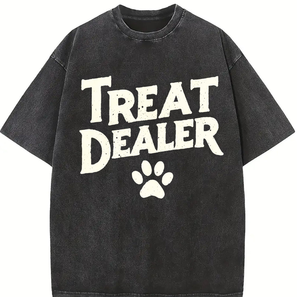 Comfort Colors Treat Dealer Shirt – Funny Dog Lover Tee, Dog Dad & Dog Mom Gift, Pet Parent Paw Print Shirt, Casual Cotton T-Shirt for Animal Lovers