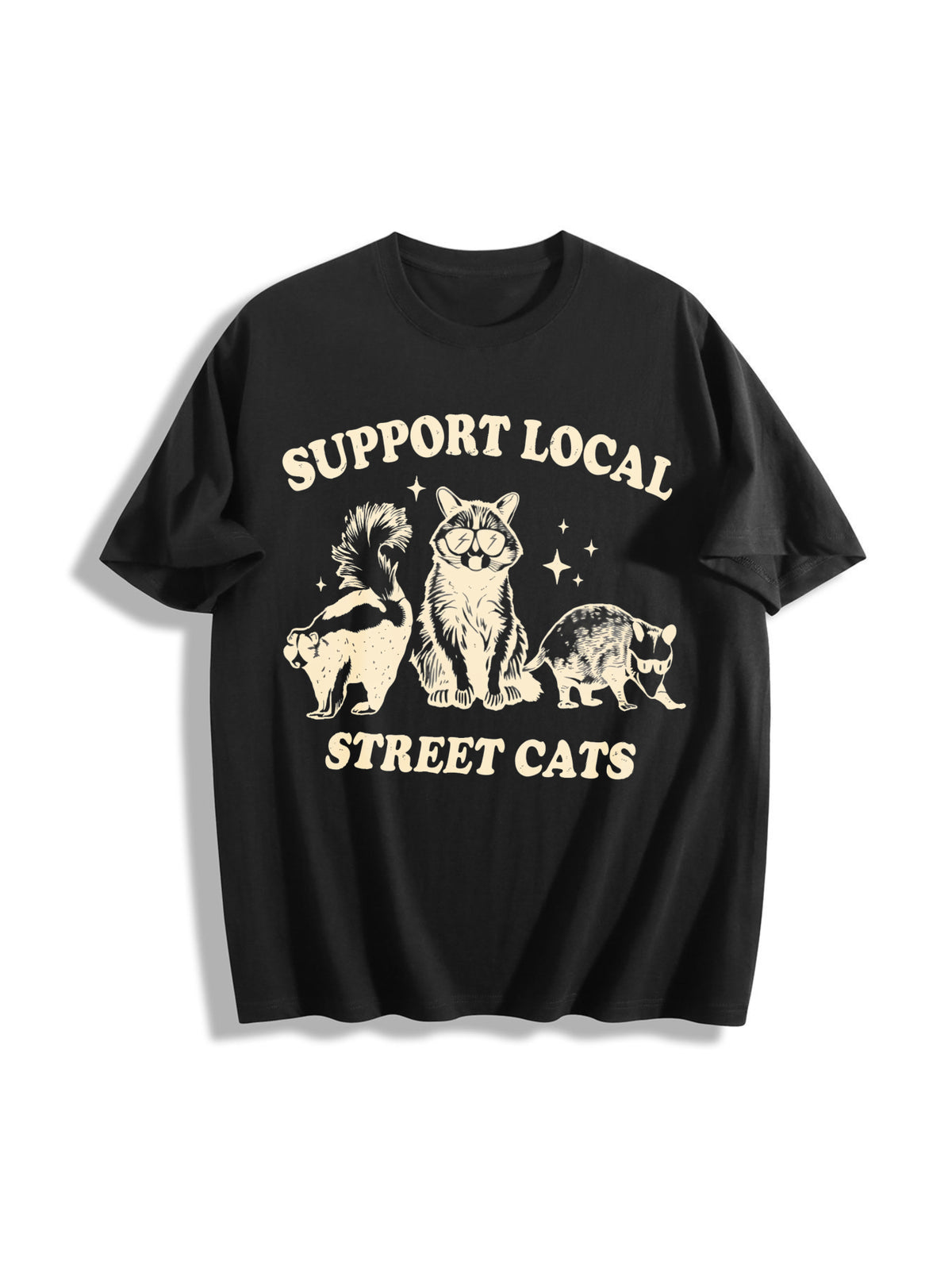 Support Local Cats Cotton T-Shirt - Black