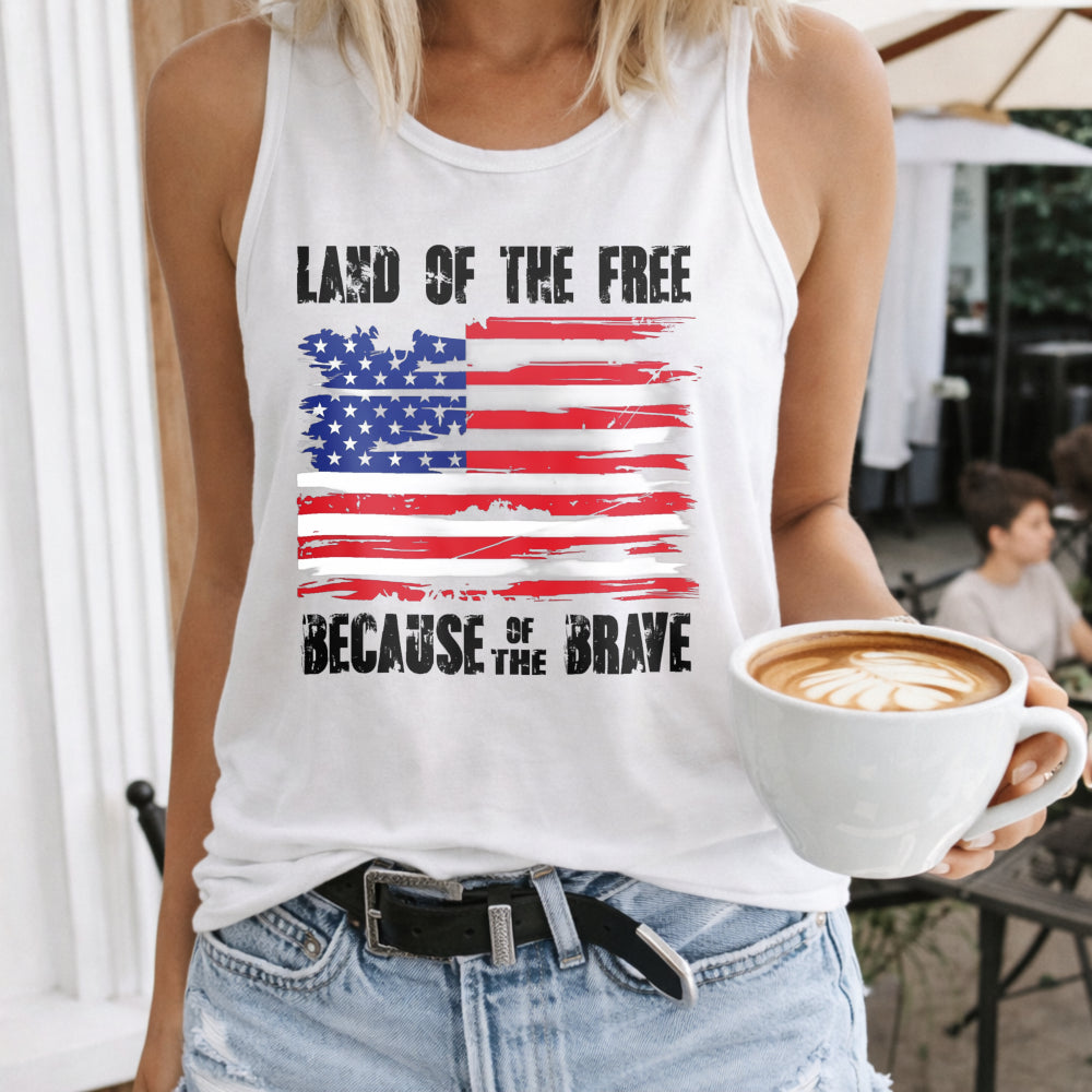 Land Of The Free Because Of The Brave American Flag Women's Tank Top - product view