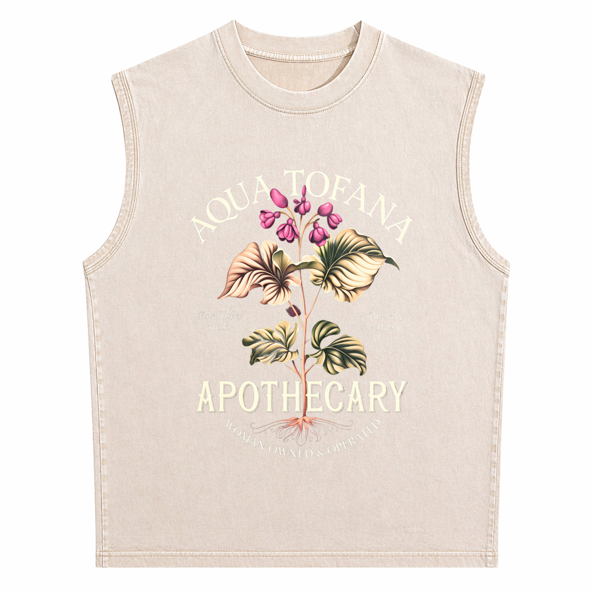 Aqua Tofana Funny Feminist Apothecary Men's Washed Tank Top - product view