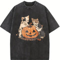 Vintage Halloween Kitten Shirt, Cute Cat Pumpkin T-shirt, Retro Fall Cat Graphic Tee, Spooky Cat Lover Shirt, Black Cat Jack O Lantern Tee, Gift for Men, Gift for Women, Crew Neck T-shirt, Trending T-shirt