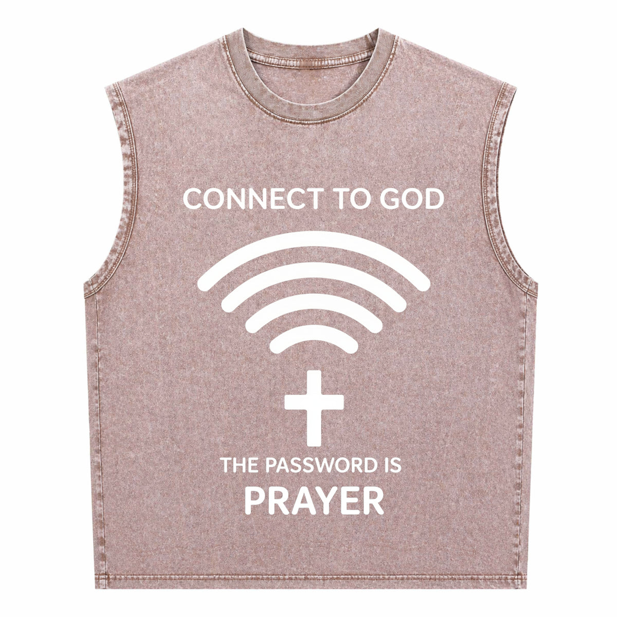 Connect To God The Password Ls Prayert- 100 Men's Washed Tank Top - product view