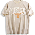 Texas Longhorn T Vintage Washed T-Shirt - Beige