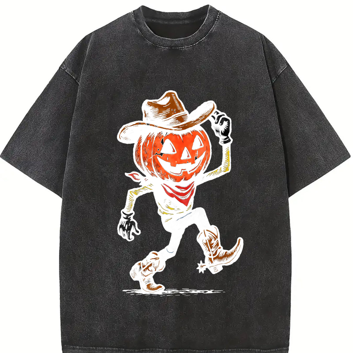Pumpkin Cowboy Vintage Washed T-Shirt - product view